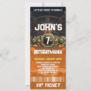 Worstelen Verjaardagsfeest Ticket Uitnodiging Them