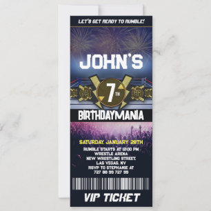 Worstelen Verjaardagsfeest Ticket Uitnodiging Them