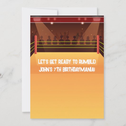 Worstelen Verjaardagsfeest Uitnodiging Thema (Achterkant)