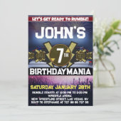 Worstelen Verjaardagsfeest Uitnodiging Thema (Staand voorkant)