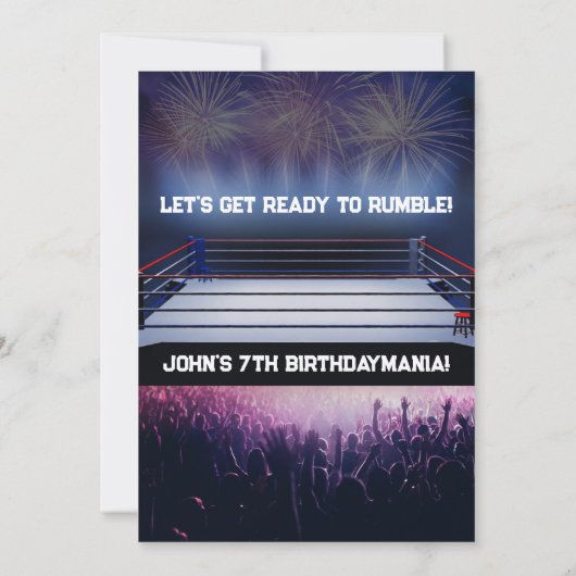 Worstelen Verjaardagsfeest Uitnodiging Thema (Achterkant)