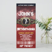 Worstelen Verjaardagsfeestje Ticket Uitnodiging Th (Staand voorkant)