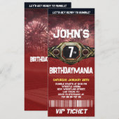 Worstelen Verjaardagsfeestje Ticket Uitnodiging Th (Voorkant / Achterkant)