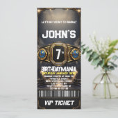 Worstelen Verjaardagsfeestje Ticket Uitnodiging Th (Staand voorkant)