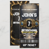 Worstelen Verjaardagsfeestje Ticket Uitnodiging Th (Voorkant / Achterkant)