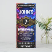 Worstelen verjaardagsfeestje ticket uitnodiging th (Staand voorkant)