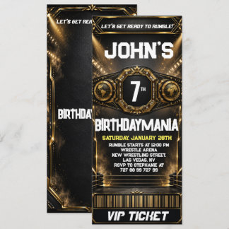Worstelen Verjaardagsfeestje Ticket Uitnodiging Th