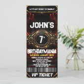 Worstelen Verjaardagsfeestje Ticket Uitnodiging Th (Staand voorkant)