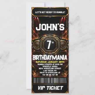 Worstelen Verjaardagsfeestje Ticket Uitnodiging Th
