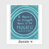 WORSTELEN VOORTGANG Douglass Quote Blauw Sticker (Vel)