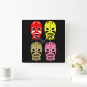 worstelen wedstrijd maskers vierkante klok (Huis)