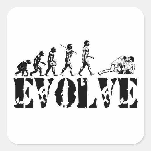 Worstelen Wrestler Grappling Sport Evolution Art Vierkante Sticker (Voorkant)