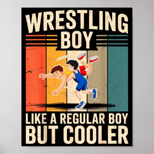 Worstelende jongen als gewone maar coolere worstel poster (Voorkant)