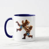 Worstelende tepels in actie. mok (Links)