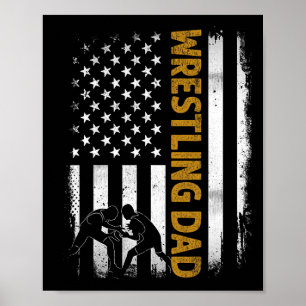 Worstelende vader Amerikaanse vlag 4 juli Vaderdag Poster