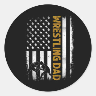 Worstelende vader Amerikaanse vlag 4 juli Vaderdag Ronde Sticker