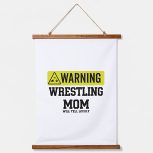 Worstelmama Waarschuwingsbord   Zal Hard Schreeuwe Hangend Wandkleed