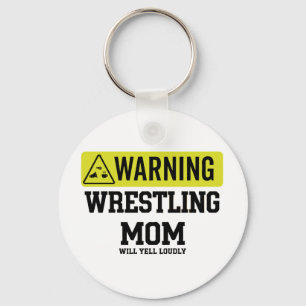 Worstelmama Waarschuwingsbord   Zal Hard Schreeuwe Sleutelhanger