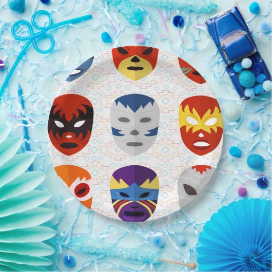 Worstelmaskers Papieren Bordje (Feest)