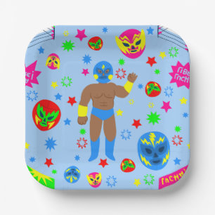worstelwedstrijd lucha libre masker worstelaar papieren bordje