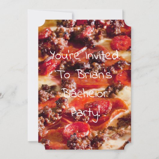 worsten pepperoni pizza vrijgezellenfeest kaart (Voorkant)
