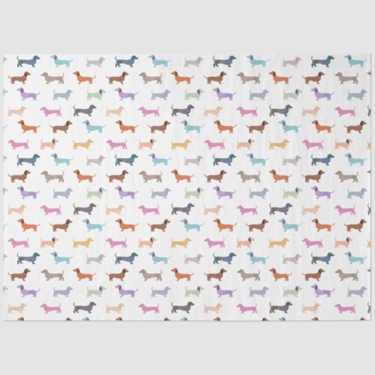 Worsthonden Kleurrijk Modern teckel patroon Tissuepapier (Voorkant)