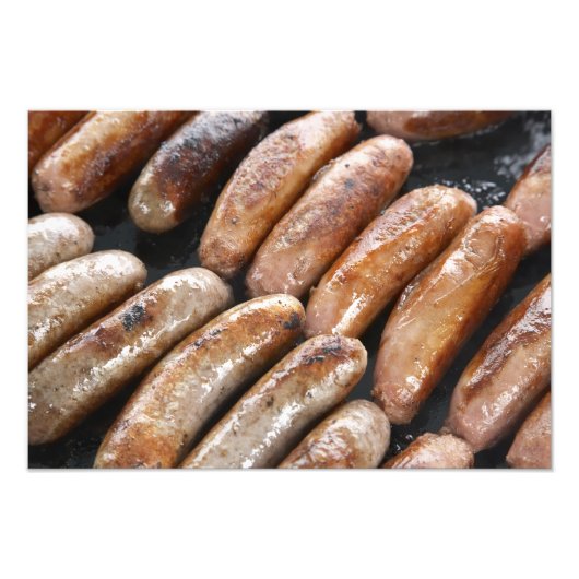 Worstjes op de barbecue foto afdruk (Voorkant)
