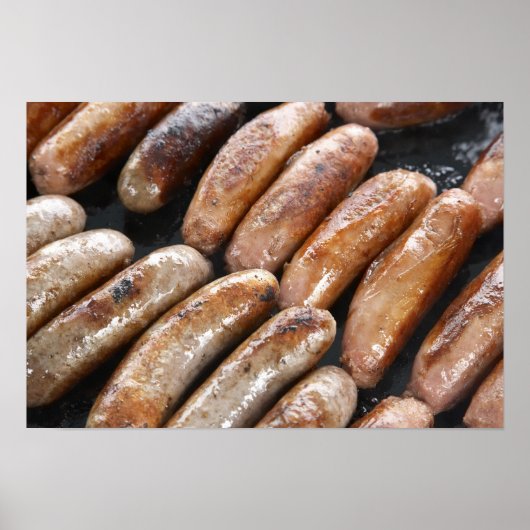 Worstjes op de barbecue poster (Voorkant)
