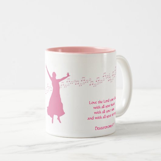 Worstzijde ziloutroze tweekleurige koffiemok (Voorkant rechts)