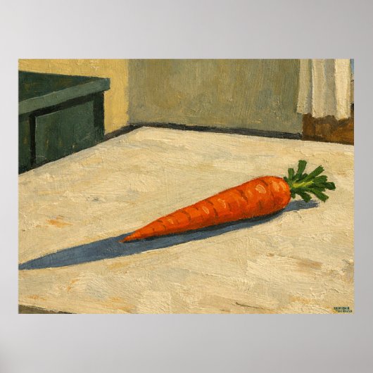 Wortel aan tafel hangend kunstwerk poster (Voorkant)