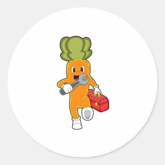 Wortel als Mechanisch met Toolbox Ronde Sticker (Voorkant)