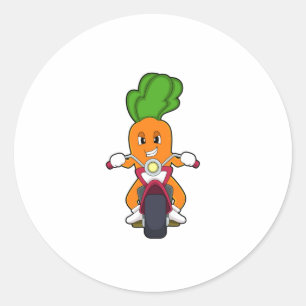 Wortel als motorrijder met motorfiets.PNG Ronde Sticker
