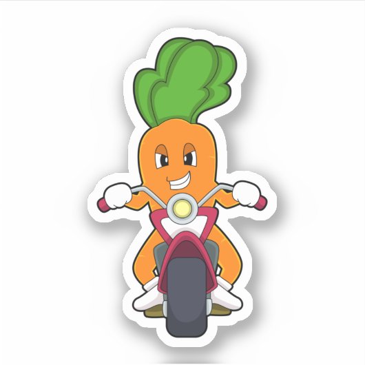 Wortel als motorrijder met motorfiets.PNG Sticker (Voorkant)