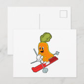 Wortel als Skiër met Ski Briefkaart (Voorkant / Achterkant)