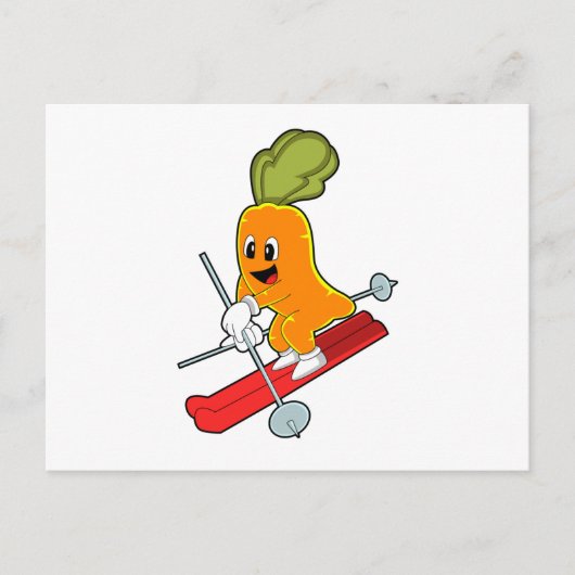 Wortel als Skiër met Ski Briefkaart (Voorkant)