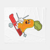 Wortel als skier met skiën fleece deken (Voorkant (Horizontaal))