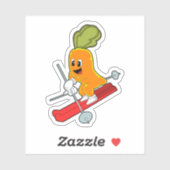 Wortel als skier met skiën sticker (Vel)