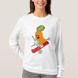 Wortel als skier met skiën t-shirt