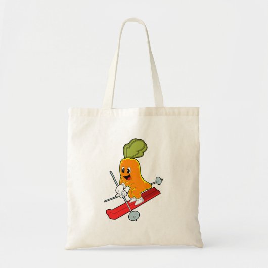 Wortel als skier met skiën tote bag (Voorkant)