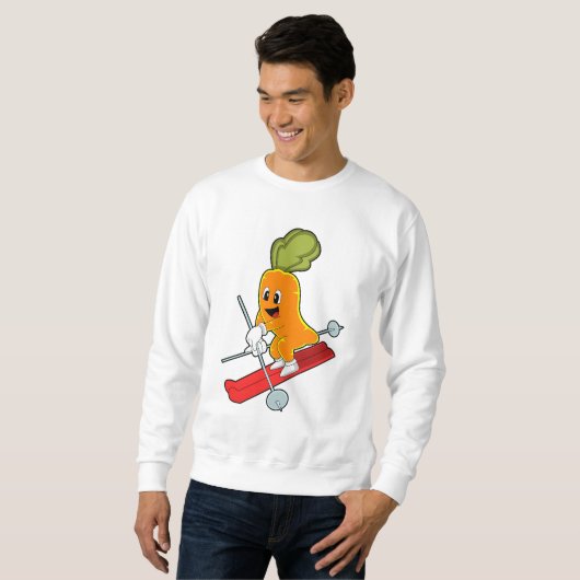 Wortel als skier met skiën trui (Voorkant volledig)