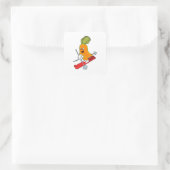 Wortel als skier met skiën vierkante sticker (Tas)