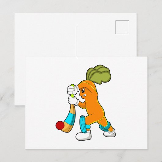 Wortel bij Cricket met cricketbat Briefkaart (Voorkant / Achterkant)