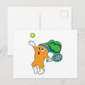 Wortel bij het tennis met tennisracket briefkaart (Voorkant / Achterkant)