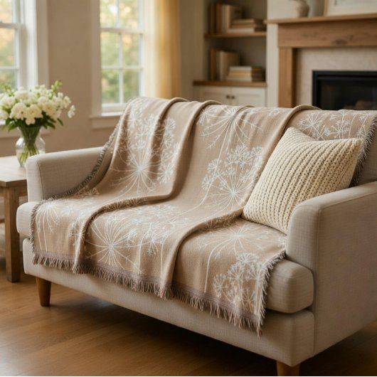 Wortel Bloem Silhouet Zachte Beige Deken