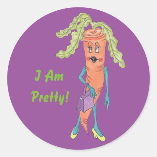 Wortel Cara Glossy Ronde Sticker (Voorkant)