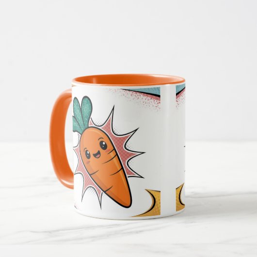 Wortel Comic Style Oranje Witte Combo Mok (Voorkant links)