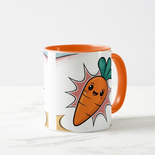Wortel Comic Style Oranje Witte Combo Mok (Voorkant rechts)