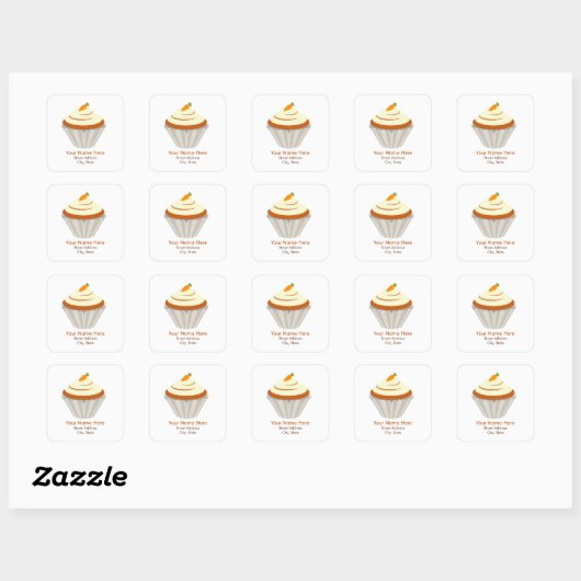Wortel Cupcake Adres Sticker (Vel)