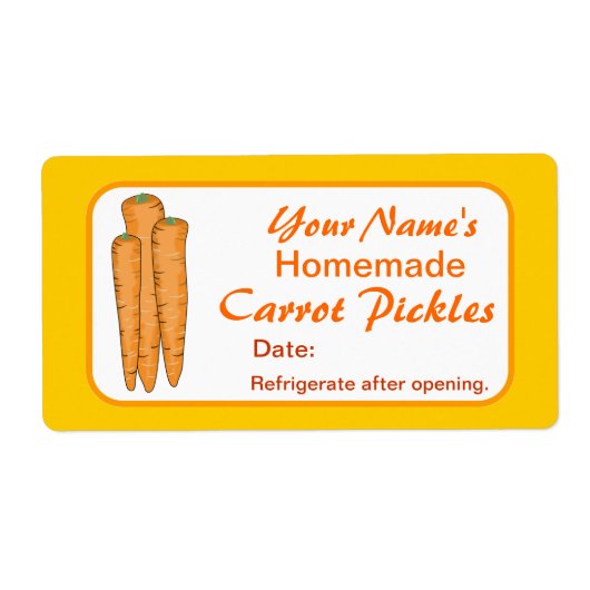 Wortel Custom Pickle Jar Labels Gepersonaliseerd (Voorkant)