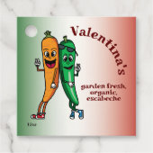 Wortel en Pepper Pals Cartoon Escabeche Pickle Bedankjes Labels (Voorkant)